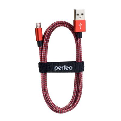 Кабель USB 2.0 microUSB 3м Perfeo U4804 круглый красный