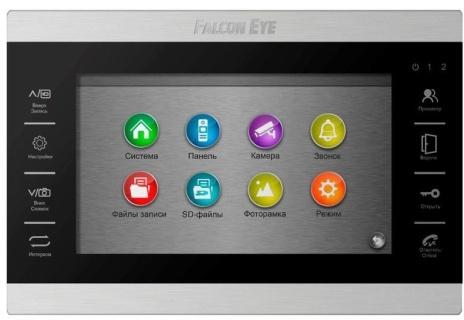 Falcon Eye FE-70 ATLAS HD (Black) HD Видеодомофон: дисплей 7" TFT;  сенсорные кнопки; подключение до 2-х вызывных панелей и до 2-х видеокамер; адресный интерком; графическое меню; запись фото и видео