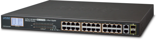 24-Port 10/100TX 802.3at PoE + 2-Port Gigabit TP/SFP Combo Ethernet Switch with LCD PoE Monitor (300W)