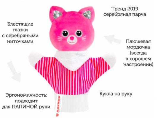 Мякиши кошка МЯКИШИ Кошка текстиль розовый