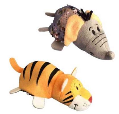 Мягкая игрушка вывернушка 1toy Слон-Тигр плюш серый оранжевый 12 см