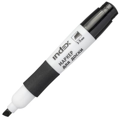 Маркер для белой доски, 1-5 мм, черный, клиновидный нак., грип, INDEX маркер для доски staff 151093 2 5 мм черный