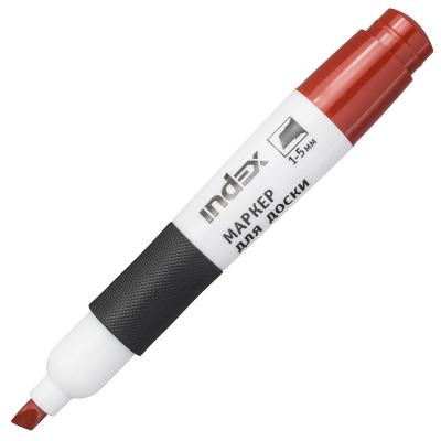 Маркер для белой доски, 1-5 мм, красный, клиновидный нак., грип, INDEX