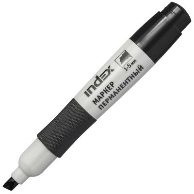 Маркер перманентный, 1-5 мм, черный, клиновидный нак., грип, INDEX