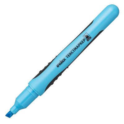 Текстовыделитель, 1-4 мм, голубой, клиновидный нак., грип, INDEX
