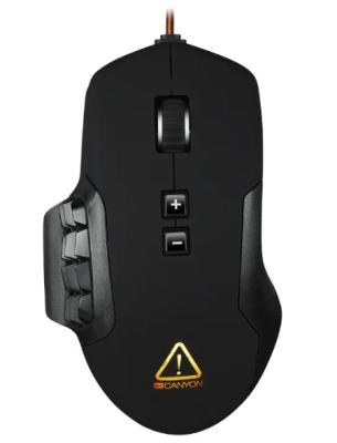 CANYON CND-SGM6N {ptical gaming mouse, adjustable DPI setting 800/1600/2400/3200/4800/6400, LED backlight, moveable weight slot and retractable top cover for comfortable usage, Black rubber}