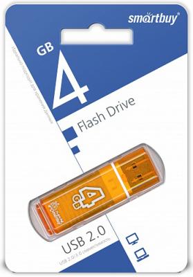 Флешка 4Gb Smart Buy Glossy USB 2.0 оранжевый SB4GBGS-Or