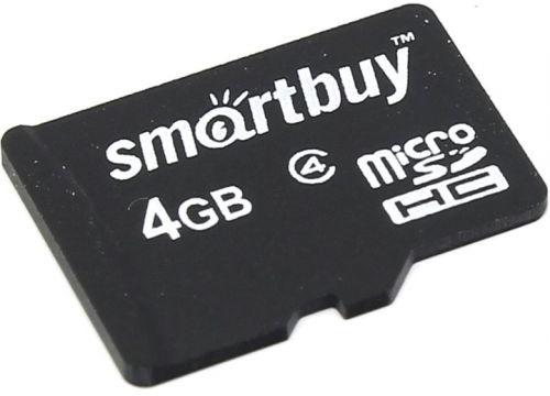 Карта памяти Micro SDHC 4GB Smartbuy Сlass 4 (без адаптеров)
