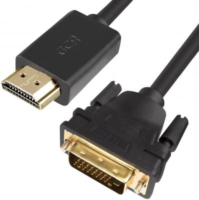 Greenconnect Кабель HDMI-DVI 1.8m черный, OD7.3mm, 28/28 AWG, позолоченные контакты, 19pin AM / 24+1M AM double link, тройной экран