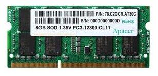 Оперативная память для ноутбука 8Gb (1x8Gb) PC3-12800 1600MHz DDR3L SO-DIMM CL11 Apacer AS08GFA60CATBGJ
