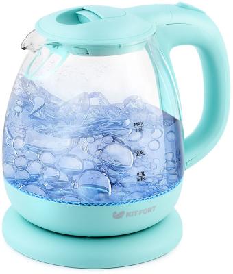Чайник KITFORT КТ-653-1 1100 Вт голубой 1 л пластик/стекло