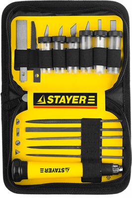 Набор STAYER “MASTER” 09145-H38  для точных работ:нож+ лезвия разл.формы+ надфили+ чехол 38предм.