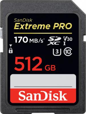 Фото - Флеш-накопитель Sandisk Карта памяти SanDisk Extreme Pro SDXC Card 512GB - 170MB/s V30 UHS-I U3 карта памяти sandisk canon extreme pro compactflash memory card 160 mb s 128gb