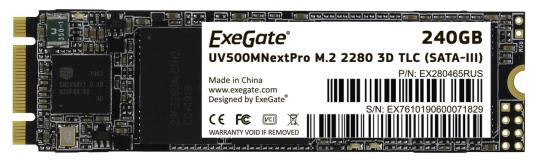 Твердотельный накопитель SSD M.2 256 Gb Exegate Next Pro+ Read 560Mb/s Write 500Mb/s 3D NAND TLC (EX280472RUS)