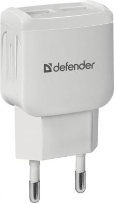 Сетевое зарядное устройство Defender EPA-13 2 х USB 2.1A белый (83841)
