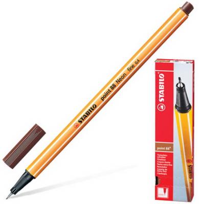 Ручка капиллярная STABILO Point 88, КОРИЧНЕВАЯ, корпус оранжевый, линия письма 0,4 мм, 88/45 stabilo ручка гелевая автоматическая stabilo palette xf синяя корпус оранжевый
