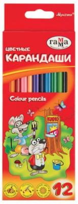 Набор цветных карандашей Гамма Мультики 12 шт 174 мм
