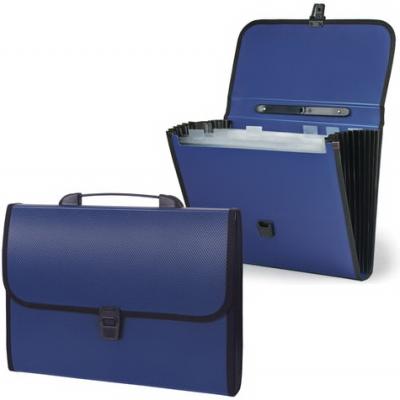 Портфель пластиковый STAFF, 6 отделений, с окантовкой, синий, 221205