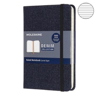 Блокнот Moleskine LIMITED EDITION DENIM LCDNB1MM710 Pocket 90x140мм обложка текстиль 192стр. линейка темно-синий Prussian blue