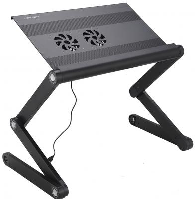 Столик для ноутбука CROWN CMLS-100 (black) ( 17", активное охлаждение, алюминий, регулировка высота и наклона, размеры панели (Д*Ш): 45*28.5см, максимальная высота: 55см)