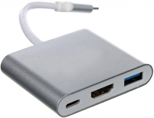 Кабель-концентратор USB3.1 TypeCm -->HDMI+USB3.0 +PD charging 4K@30Hz, Telecom<TUC010>
