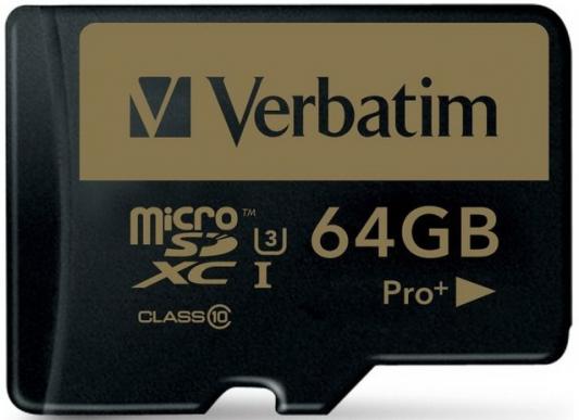 Флеш карта microSD 64GB Verbatim microSDXC Class 10 U3, (SD адаптер)