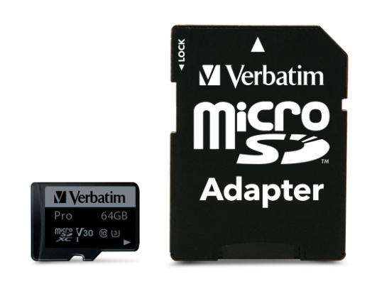 Флеш карта microSD 64GB Verbatim microSDXC Class 10 UHS-I, (SD адаптер)