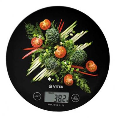 8006-VT(BK) Весы кухонные VITEK Предел взвешивания 10 кг.Материал чаши стекло.Точность измерения 1г.