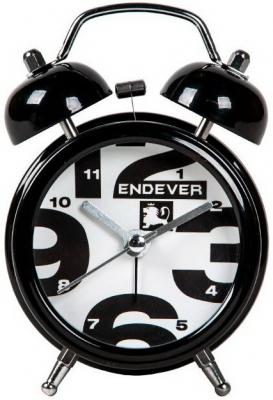 20-RealTime Часы будильник , ENDEVER стальной корпус, кварцевый механизм.черный цвет, батарейка 1хАА