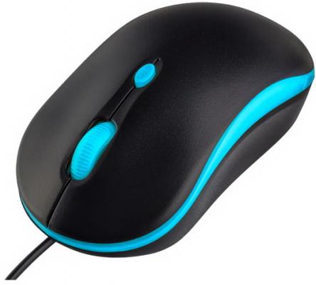 Мышь проводная Perfeo "MOUNT" чёрный голубой USB