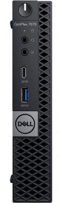 ПК Dell Optiplex 7070 Micro i7 9700 (3)/8Gb/SSD256Gb/UHDG 630/Windows 10 Professional 64/GbitEth/WiFi/BT/130W/клавиатура/мышь/черный