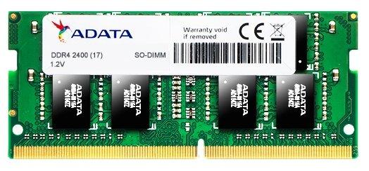 Оперативная память для ноутбука 4Gb (1x4Gb) PC3-19200 2400MHz DDR4 SO-DIMM CL17 A-Data AD4S2400W4G17-S