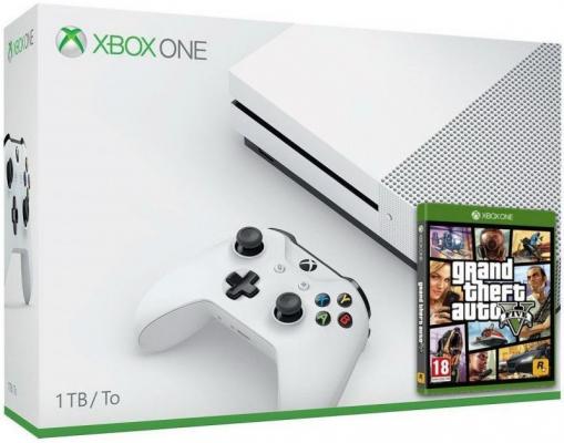 Игровая консоль Microsoft Xbox One S белый в комплекте: игра: Grand Theft Auto 5