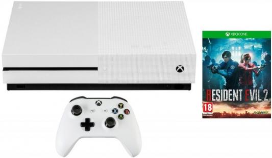 Игровая консоль Microsoft Xbox One S белый в комплекте: игра: Resident Evil 2