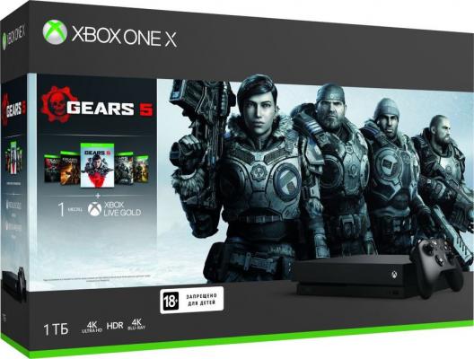 Игровая консоль Microsoft Xbox One X CYV-00331 черный в комплекте: игра: Gears 5