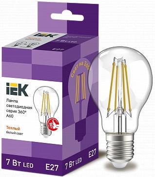 Iek LLF-A60-7-230-30-E27-CL Лампа LED A60 шар прозр. 7Вт 230В 3000К E27 серия 360°