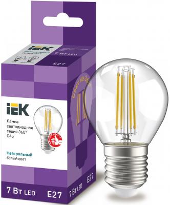 Iek LLF-G45-7-230-40-E27-CL Лампа LED G45 шар прозр. 7Вт 230В 4000К E27 серия 360°