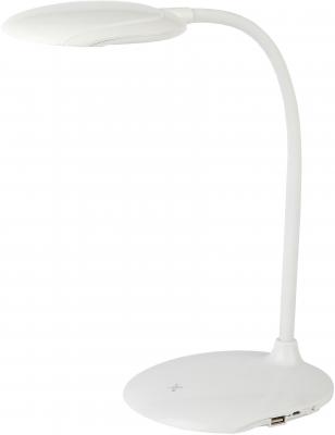 ЭРА Б0028455 Настольный светодиодный светильник NLED-457-6W-W белый {USB-порт для зарядки устройств, диммер яркости, цвет. температура 3000/4500/6500К}