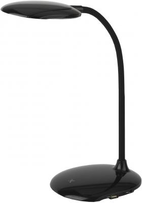 ЭРА Б0028456 Настольный светодиодный светильник NLED-457-6W-BK черный {USB-порт для зарядки устройств, диммер яркости, цвет. температура 3000/4500/6500К}