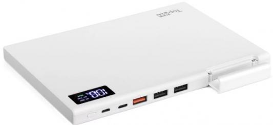 Внешний аккумулятор TopON TOP-MAX2/W 30000мАч USB-C Quick Charge 3.0, 3 USB порта, компл. Кабелей, Цвет белый