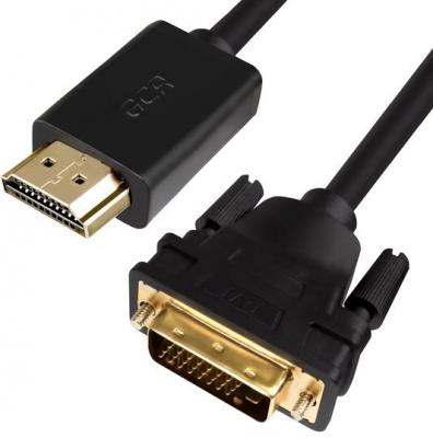 Greenconnect Кабель HDMI-DVI 1.0m черный, OD7.3mm, 28/28 AWG, позолоченные контакты, 19pin AM / 24+1M AM double link, GCR-HD2DVI1-1.0m, тройной экран