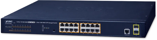 IPv6/IPv4, 16-Port Managed 802.3at POE+ Gigabit Ethernet Switch + 2-Port 100/1000X SFP (220W)