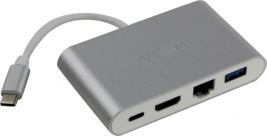 Адаптер USB Type-C VCOM Telecom CU455 USB Type-C HDMI 1 Ethernet серебристый