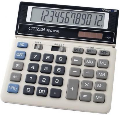 Калькулятор настольный 12 разр. 2-е питание MII MU серый/черный, разм. 152х153х28 мм