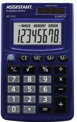 Калькулятор карманный 8-разр., двойное питание,синий пластик, разм.99х66х10 мм