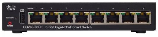 Коммутатор [SG250-08HP-K9-EU] Cisco SB SG250-08HP 8-Port Gigabit PoE Smart Switch
