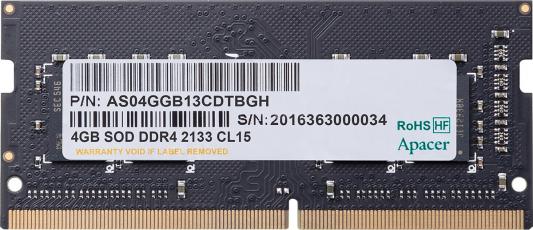 Оперативная память для ноутбука 4Gb (1x4Gb) PC3-17000 2133MHz DDR4 SO-DIMM CL15 Apacer ES.04G2R.KDH