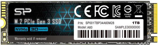 Твердотельный накопитель SSD M.2 1 Tb Silicon Power P34A60 Read 2200Mb/s Write 1600Mb/s 3D NAND TLC
