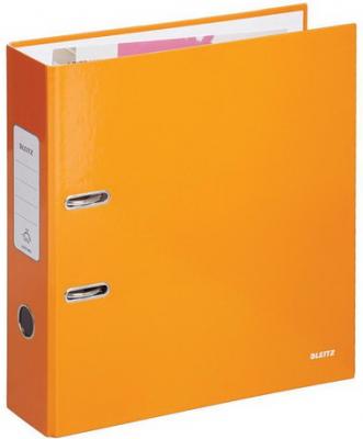 Папка-регистратор LEITZ, механизм 180°, с покрытием пластик, 80 мм, оранжевая, 10101245