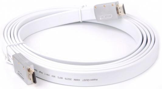Кабель HDMI 3м AOpen ACG568F-S-3M плоский белый/серебристый кабель doffler wc 4013 hdmi плоский 3м